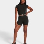 W TRINA LOGO SS TOP-BLK